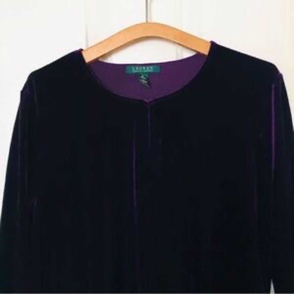 Laurence Kazar Deep Purple Velvet Zip-Front Tunic - Picture 2 of 4